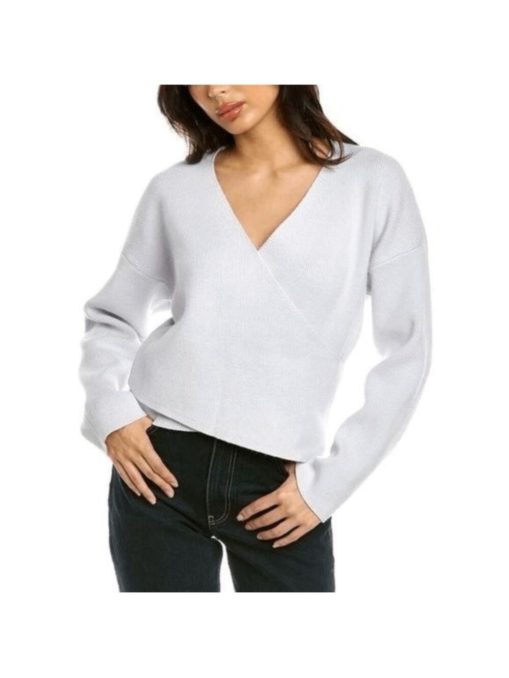 Modern Citizen Light Blue Faux Wrap Sweater